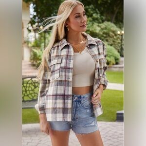 HAVE brand Shacket Plaid Medium Burgandy